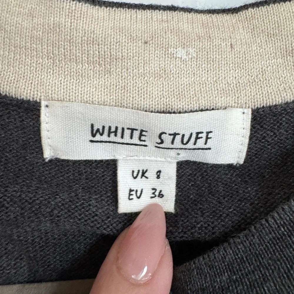 White Stuff Lulu Cardigan 100% Organic Cotton Gray Charcoal UK 8 - Picture 4 of 5